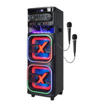 Caixa de Som Amvox ATX2108M Quadradinho 10" pol com Radio 2100W- 2 Mic
