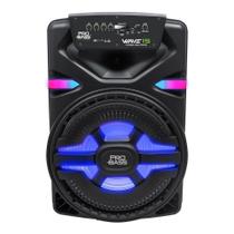Caixa de Som Ativa Pro Bass Wave 15 700W RMS TWS Bluetooth USB MP3 Player LED Preto PBWAVE15 Probass