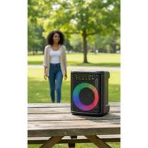 Caixa de Som Bluetooth 10W: Som Potente c/ LED e Pendrive