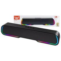 Caixa de Som Bluetooth 50W RMS Soundbar Gamer LED RGB Recarregável USB