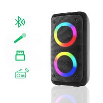 Caixa De Som Bluetooth Alto Falante Potente Multimídia Com LED RGB Radio Fm - GRASEP
