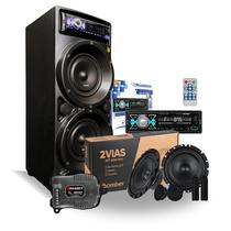 Caixa de som bluetooth amplificada potente com grave pendrive usb