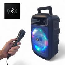 Caixa De Som Bluetooth C/ Microfone Led Som Radio Portátil