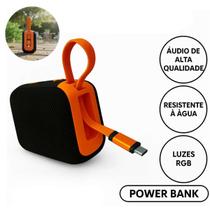 Caixa de som bluetooth com função powerbank