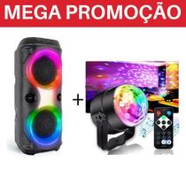 Caixa de som Bluetooth Com Led RGB Portátil FM USB TWS 50W MAIS Mini Globo Projetor Jogo de Luz Giratorio Festa Rgb