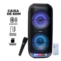Caixa de Som Bluetooth com Luzes LED, Microfone e Controle Remoto MO-S710