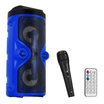 Caixa de Som Bluetooth Com Microfone Led 20W RMS D-S13 Azul