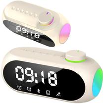 Caixa de Som Bluetooth com Radio FM Relogio Despertador Digital Bivolt Branco Entrada USB SD Aux