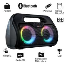 Caixa De Som Bluetooth Grasep D3205 Portátil 20W RMS LED RGB Rádio FM TWS Entrada Microfone