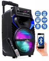 Caixa De Som Bluetooth Grasep DBH8115 40W Portátil Com Microfone, Rodinhas, Alça Retrátil E Controle Remoto