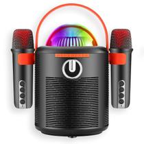 Caixa De Som Bluetooth Karaoke Megafone 2 Mic Leds Rgb 30w