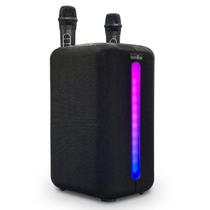 Caixa de Som Bluetooth Karaokê Portátil 100W RMS TWS LED RGB 2 Microfones Sem Fio SomBox