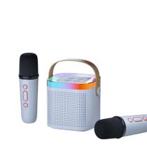 Caixa De Som Bluetooth Karaoke Portatil C/ 2 Microfones Azul