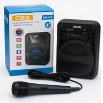 Caixa de som bluetooth karaoke portatil led usb sd multiuso