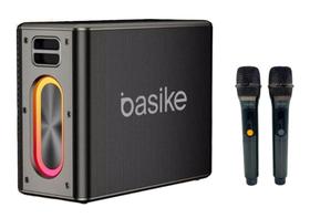 Caixa De Som Bluetooth Karaokê Rgb 120W Com 2 Microfones Sem Fio Basike
