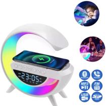Caixa De Som Bluetooth Luminária Rgb Carregador Indução