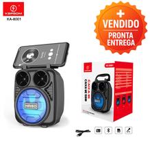 Caixa de Som Bluetooth Portátil 10W Recarregável com LED RGB Rádio FM e Entrada P2 AZUL