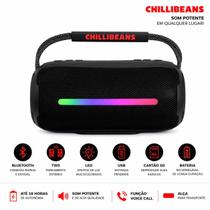Caixa de Som Bluetooth Portátil com LED, TWS, USB e Bateria Recarregável