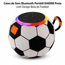 Caixa de Som Bluetooth Portátil KA8508 Preta com Design Bola de Futebol