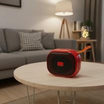 Caixa De Som Bluetooth Portátil Rádio Fm Usb Cartão Sd Tws Cor:Vermelho
