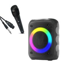 Caixa De Som Bluetooth Potente 10W Led RGB + Microfone e Cabo