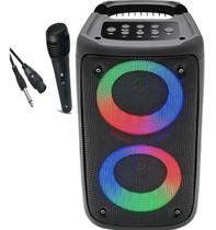 Caixa De Som Bluetooth Potente Led Rgb Portátil + Microfone