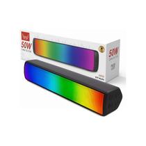 Caixa de Som Bluetooth Preto LED 50W Soundbar Portátil RGB Pc Smart TV
