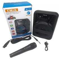 Caixa de som bluetooth radio karaoke microfone megafone portatil led usb sd amplificador multiuso