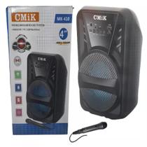 Caixa de som bluetooth radio karaoke microfone portatil led usb sd amplificador