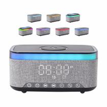 Caixa De Som Bluetooth Relógio Carregador Wireless Luz DW300