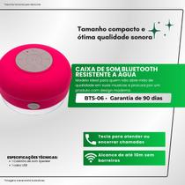 Caixa de Som Bluetooth Resistente a Água BTS-06 - Rosa