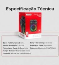 Caixa de Som Bluetooth RGB 80W Tomate MTS-1003 - Potência e Conectividade
