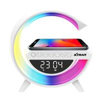 Caixa de Som Bluetooth RGB Com Relógio Despertador Iluminação ambiente Carregamento sem Fio Por Indução - Xtrad
