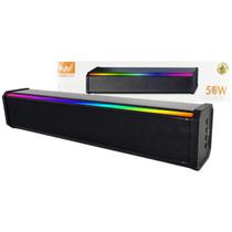 Caixa de Som Bluetooth Soundbar Gamer 50W, LED RGB Som HD