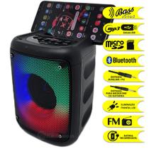 Caixa De Som Bluetooth Suporte De Celular Frontal Iluminada LEDs Coloridos Piscantes RGB D3139