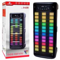 Caixa de Som Bluetooth Torre Grasep 2 Alto Falantes Hi-Fi LED FM SD Pen Drive TWS Para Mic