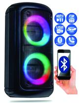 Caixa De Som Bluetooth Torre Portátil Potente Ent. Usb Micro SD Rádio Fm TWS Led RGB Excelentes Graves Bateria - GRASEP