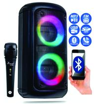 Caixa De Som Bluetooth Torre Portátil Potente Ent. Usb Microfone SD Rádio Fm TWS Led RGB Excelentes Graves Bateria