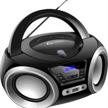 Caixa De Som Boombox Lenoxx 5w Rms Usb/Auxiliar Rádio Fm/Cd Bivolt Bluetooth Preto E Prata Bd1370pp