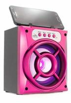 Caixa De Som Com Bluetooth D-BH1018 Rosa - Grasep Caixa De Som Com Bluetooth D-BH1018 Rosa - Grasep