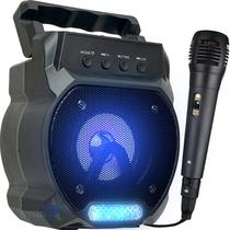 Caixa De Som Com Microfone Infantil Caixinha Luz Bluetooth