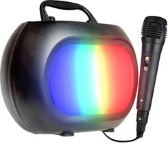 Caixa De Som Com Microfone Infantil Caixinha Luz Bluetooth