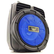 Caixa De Som Com Rádio FM Portátil Bluetooth LED Azul SD USB