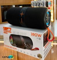 Caixa de Som ELETROmex EL-1096, Potência 100W, Bluetooth 5.2, LED RGB, Bateria Recarregável