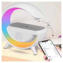 Caixa de Som G-speaker Luminária RGB Com Carregador Por Indução Com Relógio e Alarme Caixinha Bluetooth Smart