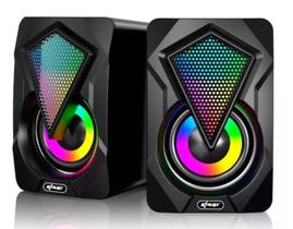 Caixa de Som Gamer 6W Rms Real Auto Falante Iluminação Led Rgb Pc Computador Notebook Mac Tv