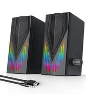 Caixa de Som Gamer RGB 30W Estéreo 2.0 USB com Entrada P2 e Saída para Fone AltoFalante para PC, Notebook e Monitor com Iluminação LED Colorido