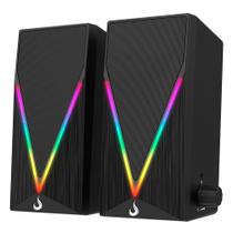 Caixa de Som Gamer Rise Mode Aura Sound S3, RGB Rainbow, 3W*2, Preto - RM-SP-03-RGB