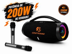 Caixa de Som Grande Potente bluetooth karaoke leds som grande 200w com microfone sem fio usb fm radi - ATURN SHOP