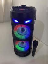 Caixa De Som Grasep D-s30 Preta Rádio Fm C/ Alça, Controle e Microfone Karaokê Grande 50CM